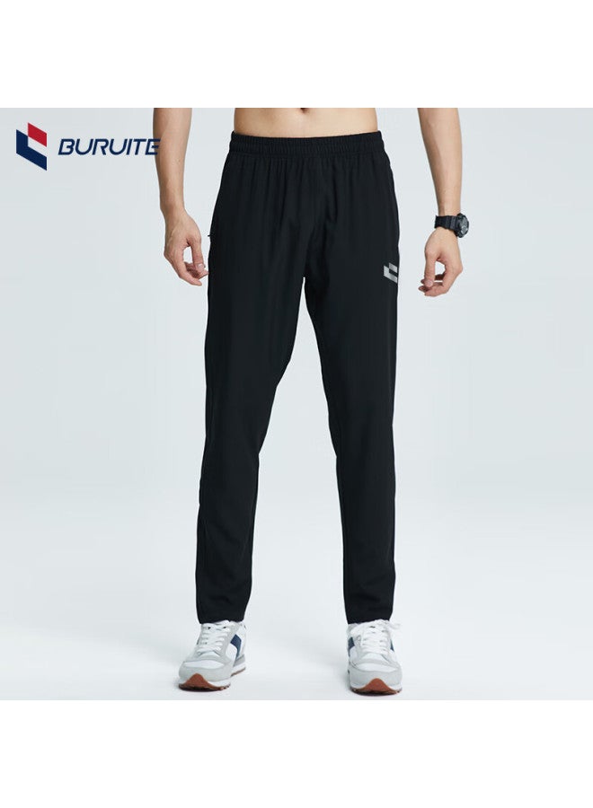 Buruite Men's Sports Pants, Summer Ice Silk Quick-dry Thin Casual Trousers, Fitness Running Pants, Loose-fitting Nine-point Pants With Elastic Cuffs - Image 2