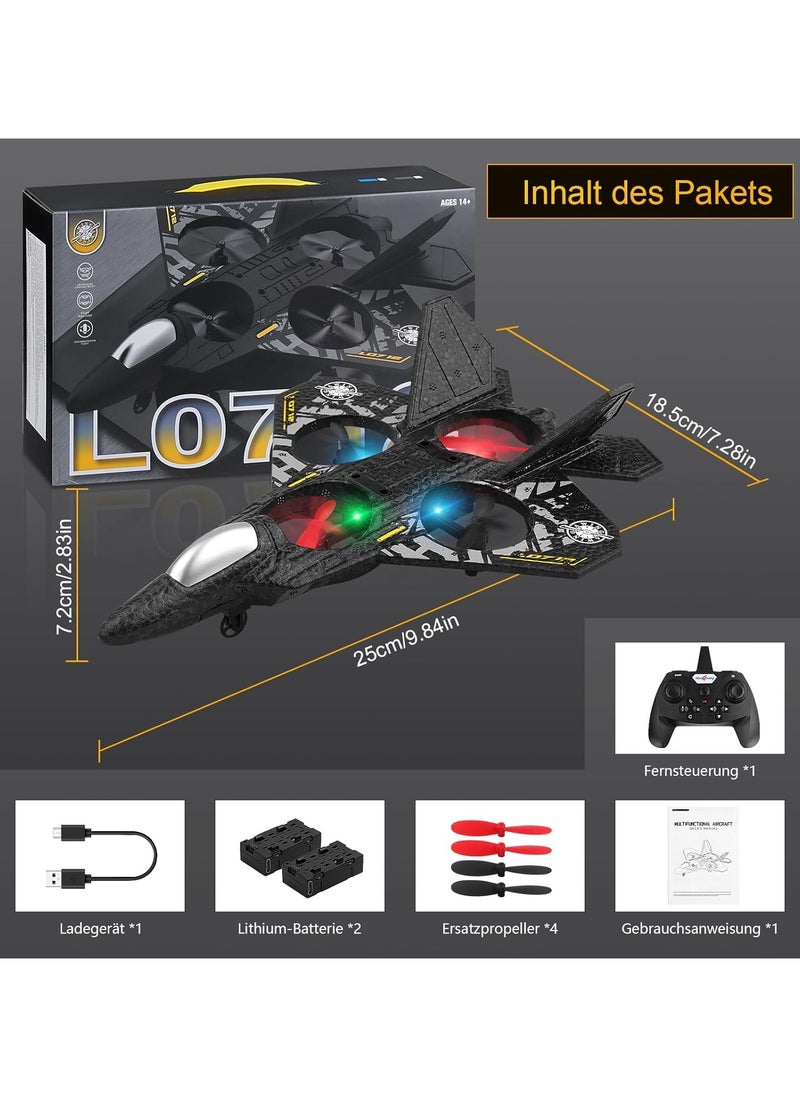 Generic - Henakmsl RC Plane, 2.4GHz Remote Controlled Aeroplane L0712 Quadcopter Floating Fighter Aircraft RC Aeroplane RTF for Beginners/Children/Adults, APlane Toy with Coloured Lights USB Charging - Image 1