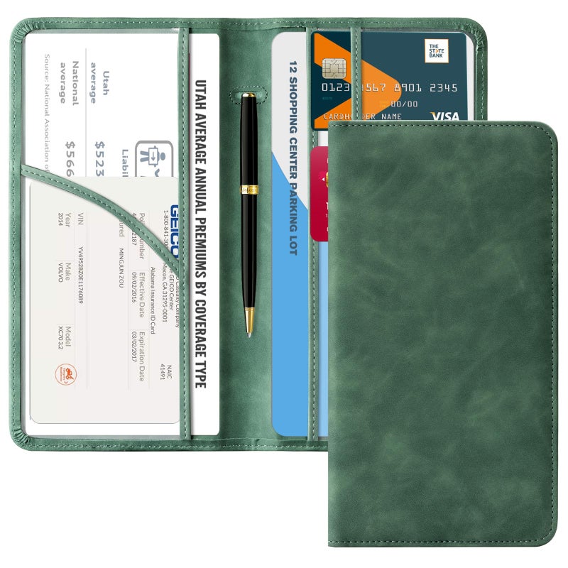 CoBak Car Registration and Insurance Holder - Vehicle Glove Box Car Organizer,Auto Truck Comparment Accessories Case with Magnetic Closure for Essential Document,Driver License,Cards - Image 1