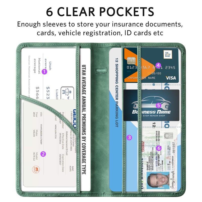 CoBak Car Registration and Insurance Holder - Vehicle Glove Box Car Organizer,Auto Truck Comparment Accessories Case with Magnetic Closure for Essential Document,Driver License,Cards - Image 2