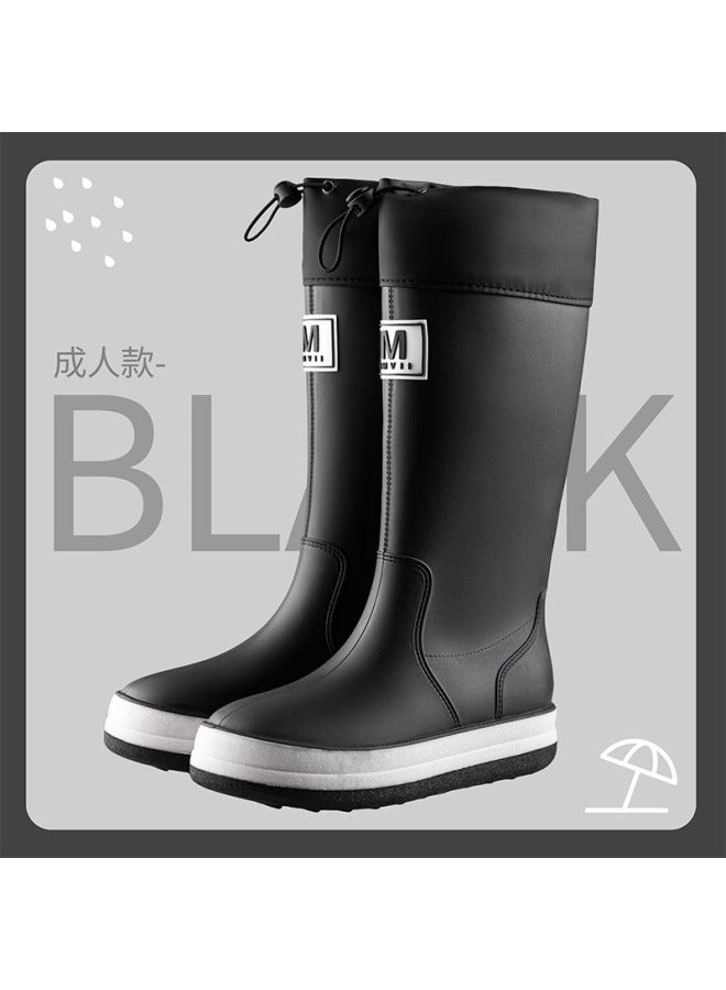 New Family Couple Kidsren's Autumn And Winter Velvet Waterproof Shoes Non-slip Rain Boots For Boys And Girls Warm And Cold-proof Rubber Shoes