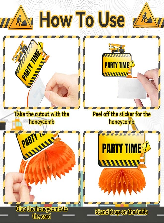 Oiuyamn 9 Pcs Construction Party Centerpieces Honeycomb, Truck 3D Table Decorations, Engineering Vehicles Theme Birthday Party Supplies - Image 3