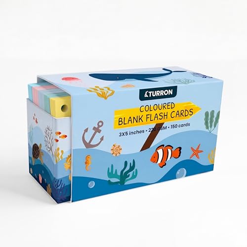Turron Premium Blank Index Flash Cards | Punched with Binder Rings for Study, Notes & Revision (150, Multicolor, 3 x 5 Inch, Plain) - Image 5