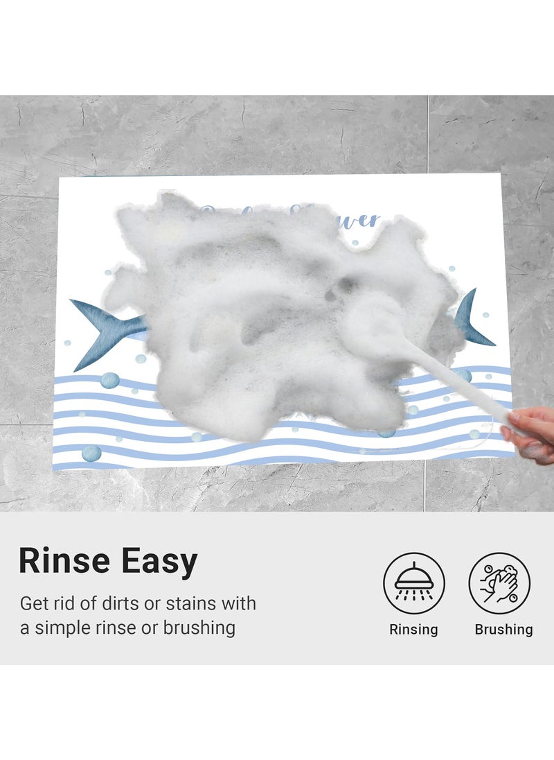LESTER LESTER Anti-Slip Water Absorbent Bathroom Mat, Quick Drying Bathroom Carpet, Non-Slip Entrance Doormat Diatom Leather Skin Floor Mats Home Decor Set Bathroom Mat rectangle Shape Shark Design Blue and White Color 50x80cm  - Image 4