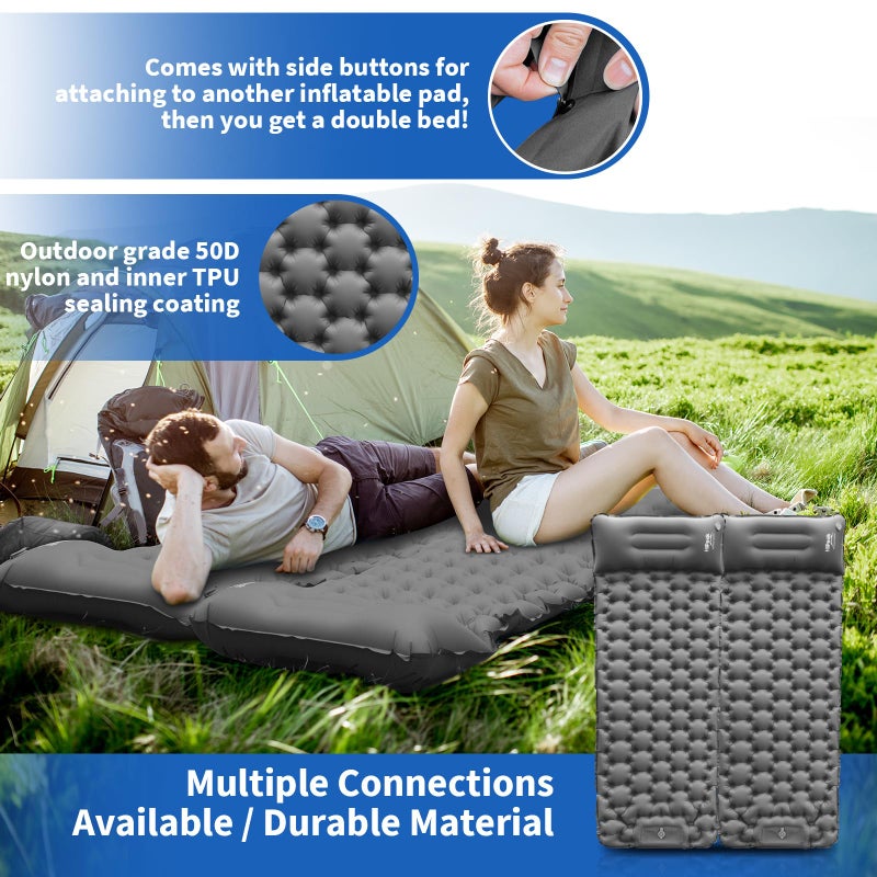 HiiPeak Sleeping Pad for Camping- Ultralight Inflatable Sleeping Mat with Built-in Foot Pump & Pillow, Upgraded Compact Camping Air Mattress for Camping, Backpacking, Hiking - Image 4
