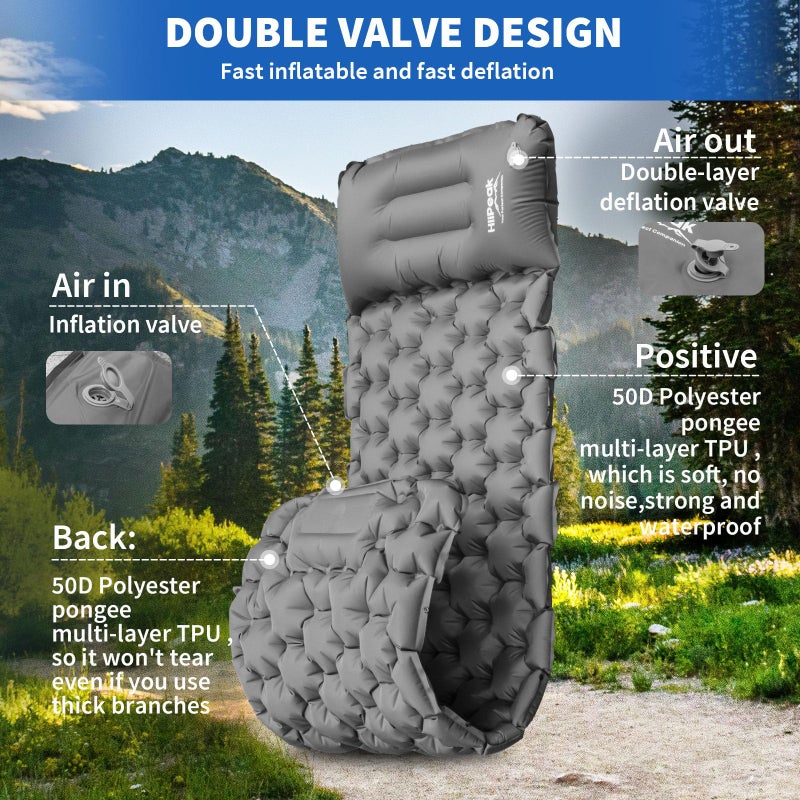 HiiPeak Sleeping Pad for Camping- Ultralight Inflatable Sleeping Mat with Built-in Foot Pump & Pillow, Upgraded Compact Camping Air Mattress for Camping, Backpacking, Hiking - Image 5