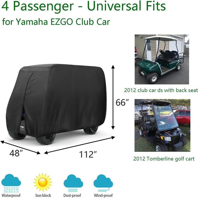 FLYMEI غطاء عربة الجولف FLYMEI لـ EZ GO و Club Car و Yamaha - حماية مقاومة للماء لراكبين/4 ركاب - Image 2