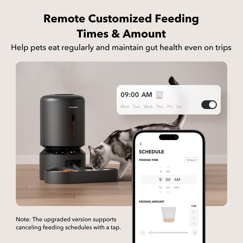 PETLIBRO Automatic Cat Feeder for 2 Cats, 5G&2.4G WiFi Pet Feeders, 5L Programmable Cat Food Dispenser with Airtight Lock-Fresh Technology, Dual Stainless Steel Bowls, Low Food Sensor - Image 3
