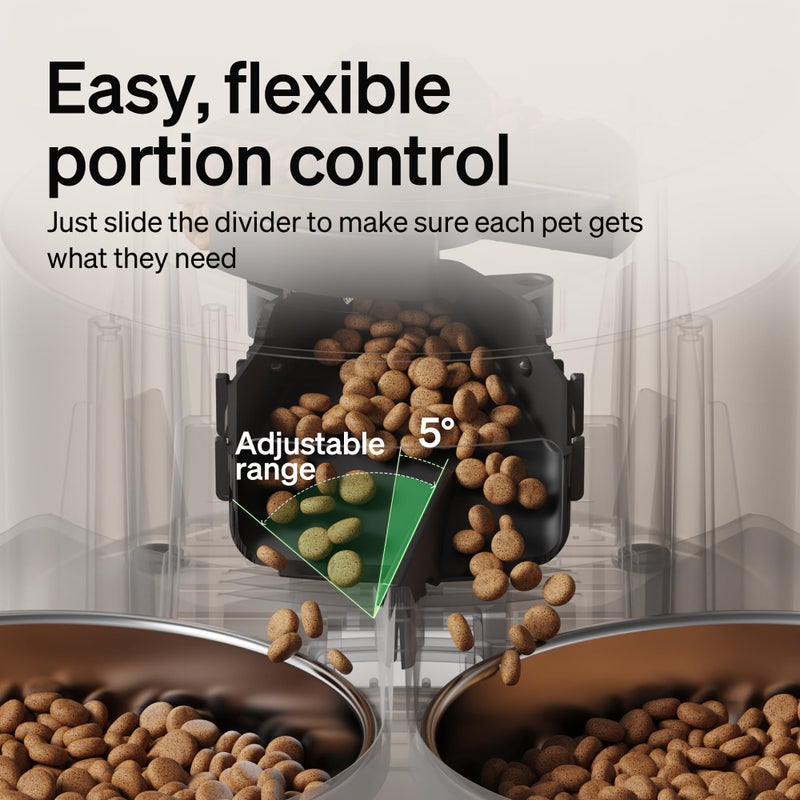 PETLIBRO Automatic Cat Feeder for 2 Cats, 5G&2.4G WiFi Pet Feeders, 5L Programmable Cat Food Dispenser with Airtight Lock-Fresh Technology, Dual Stainless Steel Bowls, Low Food Sensor - Image 2