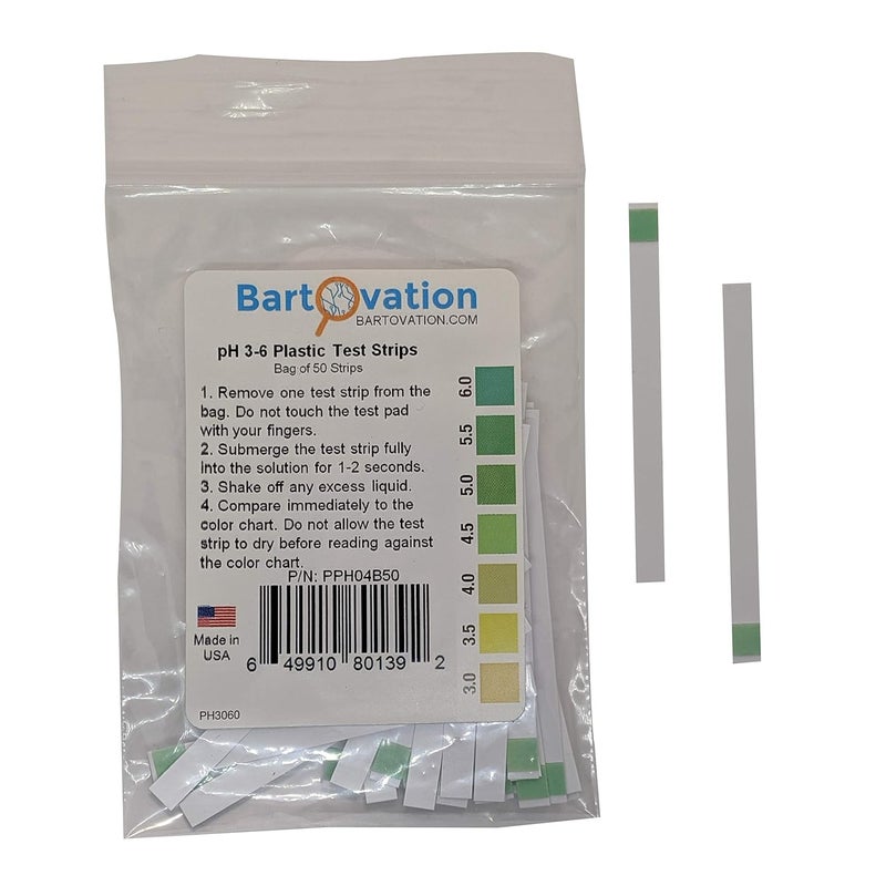 Bartovation pH 3-6 Short Range Test Strips [Bag of 50 Strips] for Testing Sushi Rice, Salsa, and Kefir - Image 1