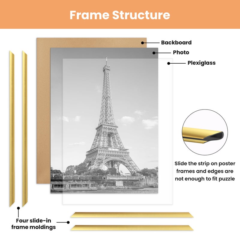 upsimples 12x16 Picture Frame Gold 3 Pack, Scratch-Proof Poster Frames 12 x 16 for Photo Gallery - Slide-In Strips, Horizontal or Vertical Wall Mounting - Image 4