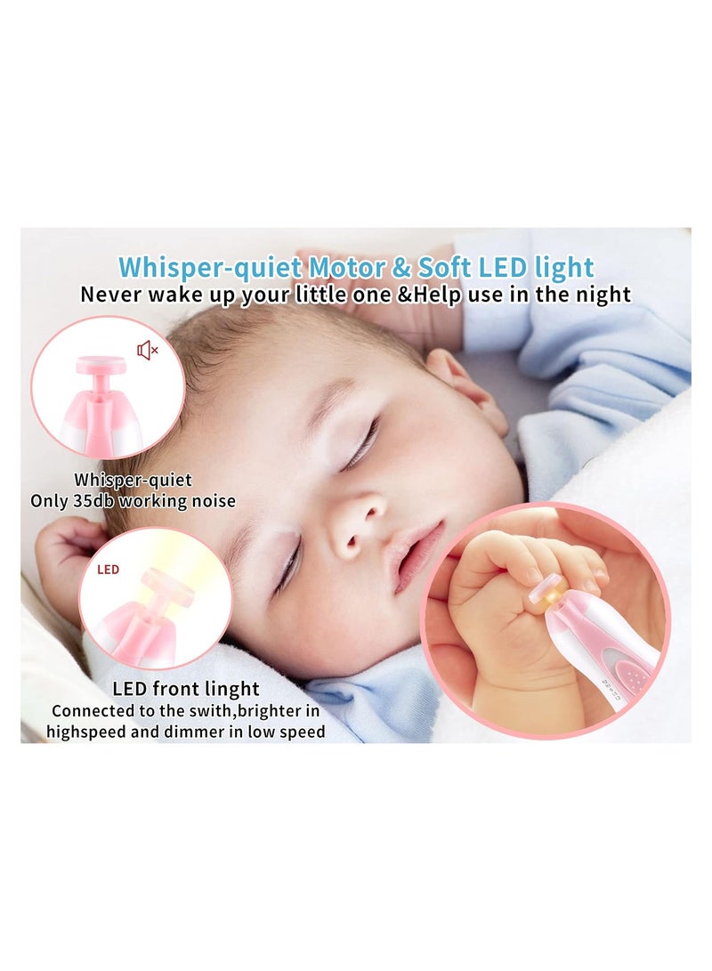 ELTERAZONE Baby Nail Trimmer Electric No Sharp Claws Hurt, Baby Nail File Kit Manicure Set,6 in 1 Safety Cutter Trimmer Clipper for Toes and Fingers Pink - Image 4