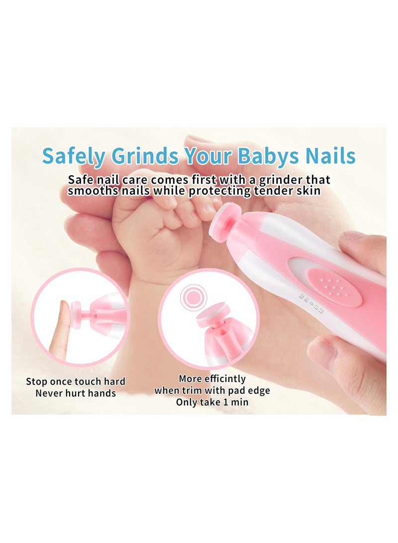 ELTERAZONE Baby Nail Trimmer Electric No Sharp Claws Hurt, Baby Nail File Kit Manicure Set,6 in 1 Safety Cutter Trimmer Clipper for Toes and Fingers Pink - Image 5