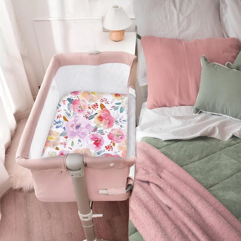 AMROSE 3 Pack Bassinet Sheets 33 x 20 Compatible with Mika Micky Baby Delight Dream On Me AMKE and Other Rectangle Bassinet Mattress Soft and SkinFriendly Happy Garden - Image 3