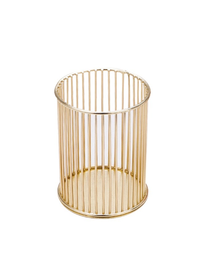 عام حامل أقلام ذهبي للمكتب، حوامل أقلام معدنية لكؤوس فرش المكياج، لديكور غرفة بريبي، للمنظم المنزلي في المكتب والغرفة والمدرسة، حامل فرش أسنان، إكسسوارات هدايا جمالية ذهبية. - Image 1