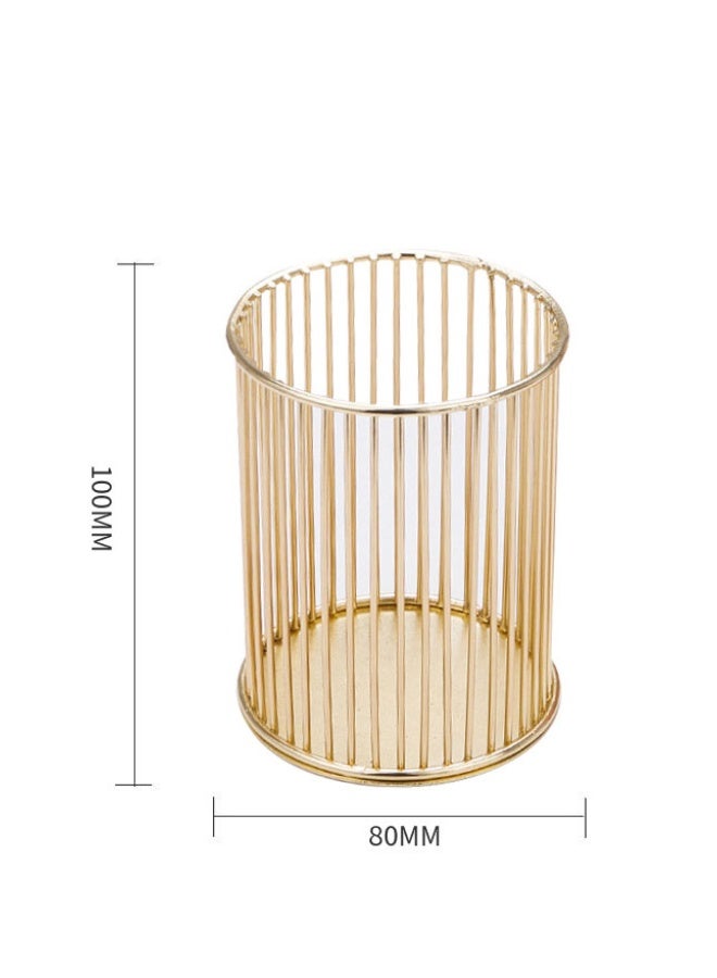 عام حامل أقلام ذهبي للمكتب، حوامل أقلام معدنية لكؤوس فرش المكياج، لديكور غرفة بريبي، للمنظم المنزلي في المكتب والغرفة والمدرسة، حامل فرش أسنان، إكسسوارات هدايا جمالية ذهبية. - Image 2