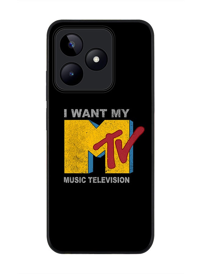 Rugged Black edge case for Realme C51 / Realme Note 50 4G, Slim fit Case Flexible Anti Drop TPU Gel Thin Cover - I want my mtv