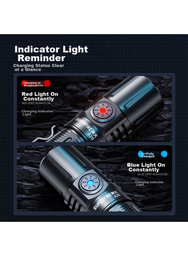 SupFire A20 Flashlight, High Brightness, Long Battery Life, Long-Range, Military-Grade, Rechargeable, Compact, Outdoor, Cycling, Illumination, Emergency-Specific Light - Image 5