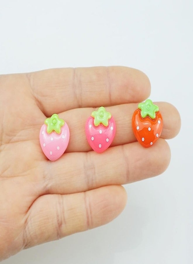 SaktopDeco 90 PCS Resin Strawberry with No Holes Flat Back Strawberry Resin Charms Bulk Embellishments for Crafts Accessories - Image 5