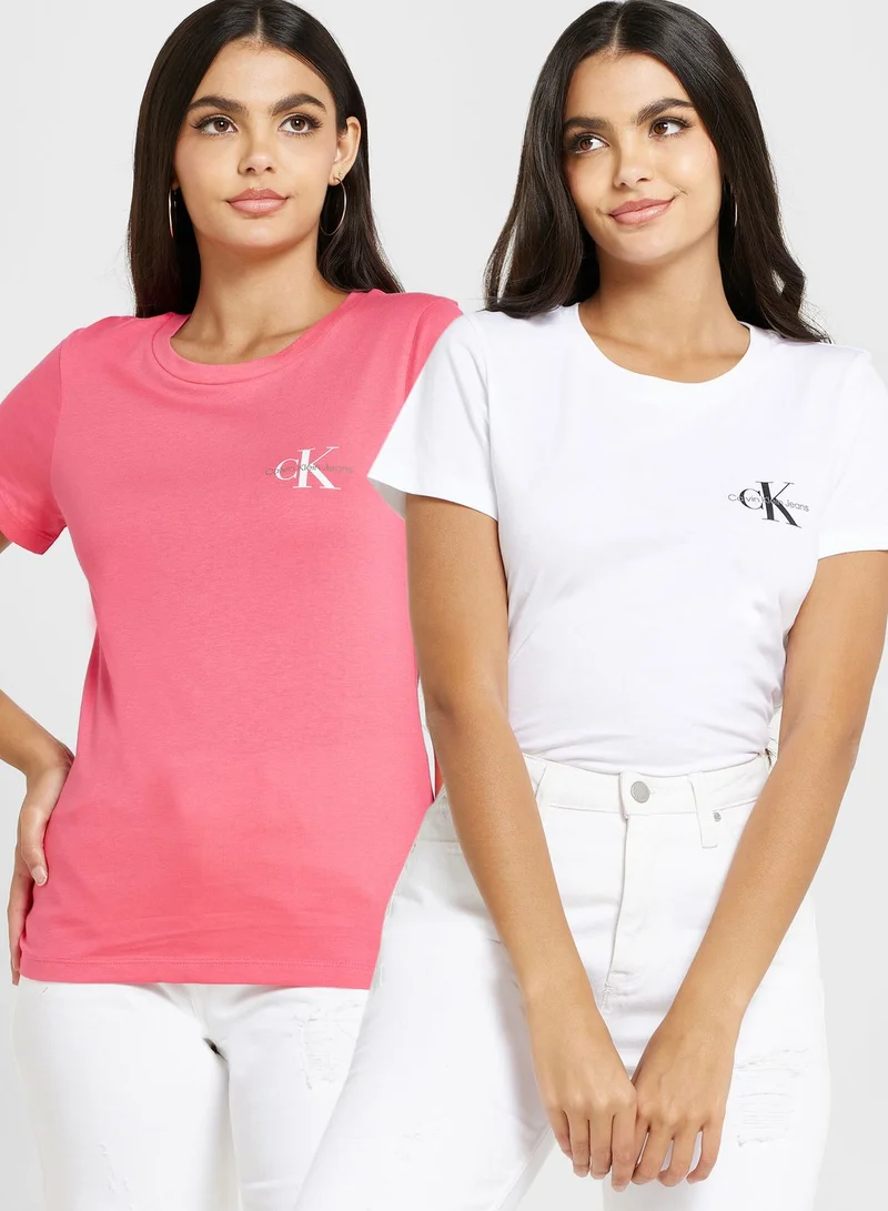 Calvin Klein Jeans 2 Pack Round Neck Logo T-Shirt