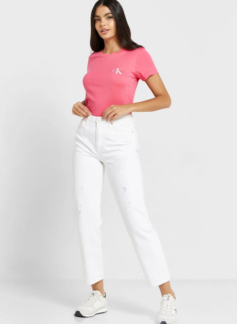 Calvin Klein Jeans 2 Pack Round Neck Logo T-Shirt