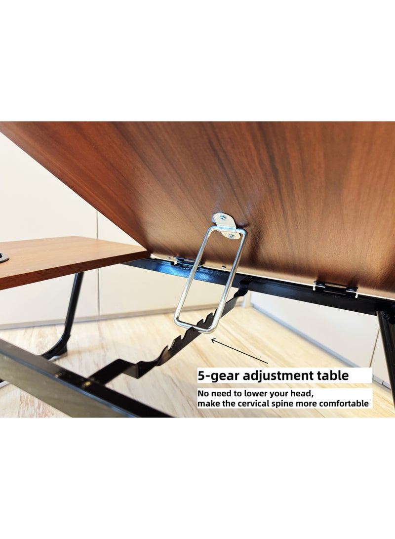 Adjustable Laptop Bed Tray Desk (Walnut) - Foldable Portable Standing Desk with Cup Holder for Bed, Couch, Floor Use for Home & Office - Image 3