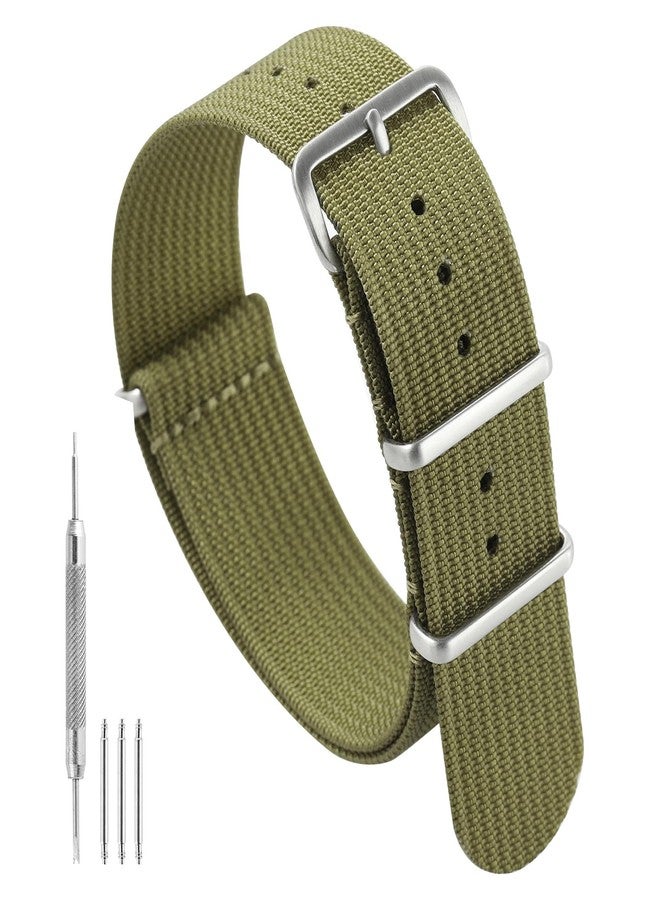 TACTICAL FROG Nylon Watch Band 18mm 19 mm 20mm 22 mm 24 mm, Waterproof Military Watch Straps Replacement for Men Women, With Stainless Steel Buckle (Green, 18mm) - Image 1