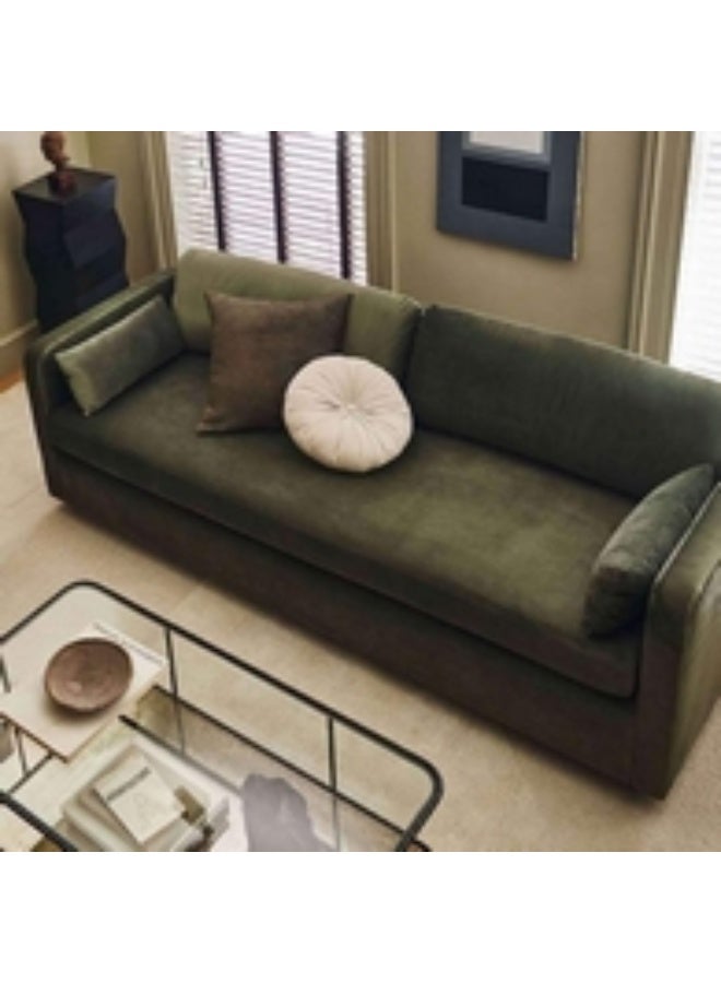 Homzmart Swedish Wood and Velvet 2-Seater Sofa  - Green - Image 2