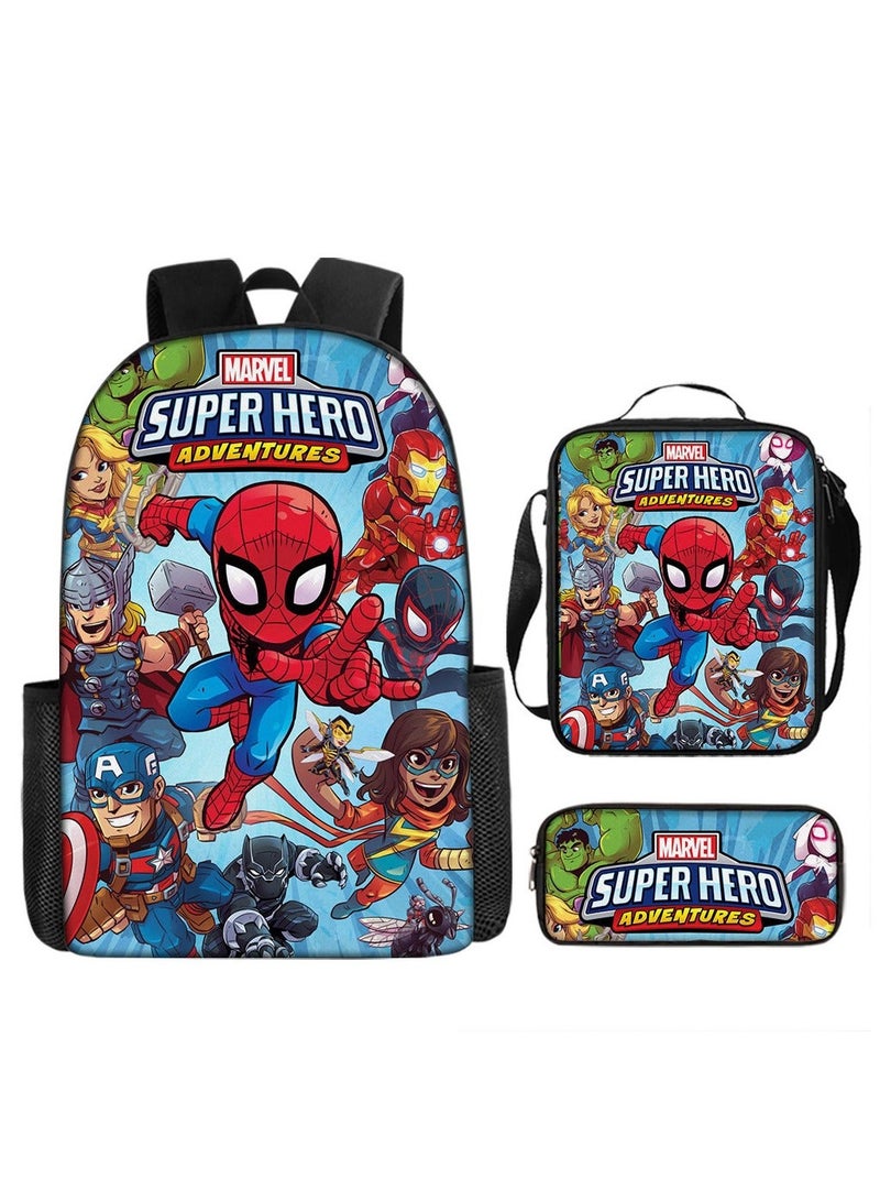 Spiderman Three-Piece Cartoon Backpack For Primary School Students 29*42*16cm