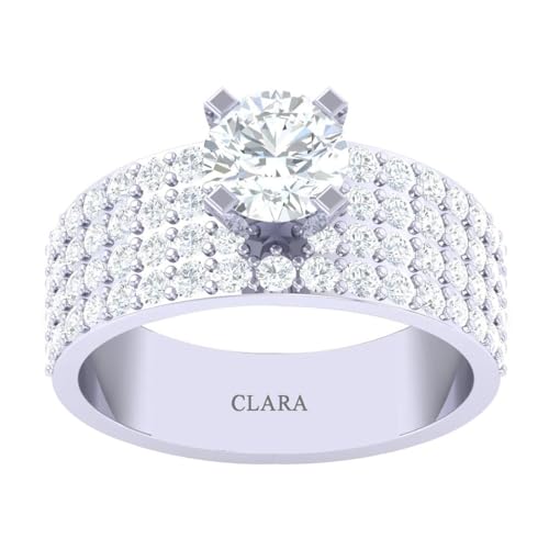 CLARA Made with Swiss Zirconia 925 Sterling Silver Round Solitaire Ring Gift for Women and Girls - Image 1