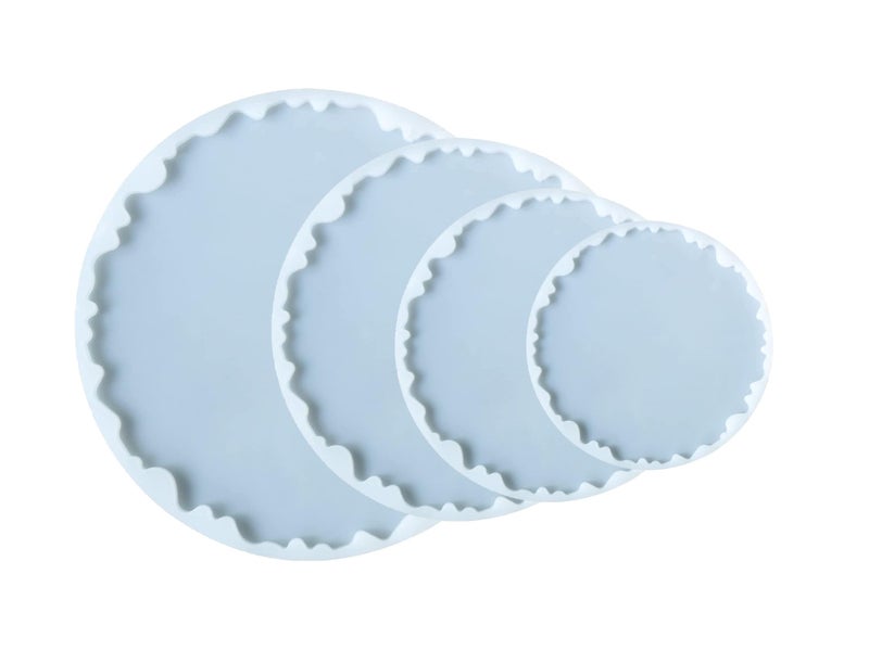 SNOOGG Combo Pack Round Tray Silicone Molds Set 6 8 10 12 Inch Uneven Geode Agate Epoxy Resin Casting Mold Heavy Duty for DIY Resin Art Tray Making Home Decor Craft Supplies - Image 5