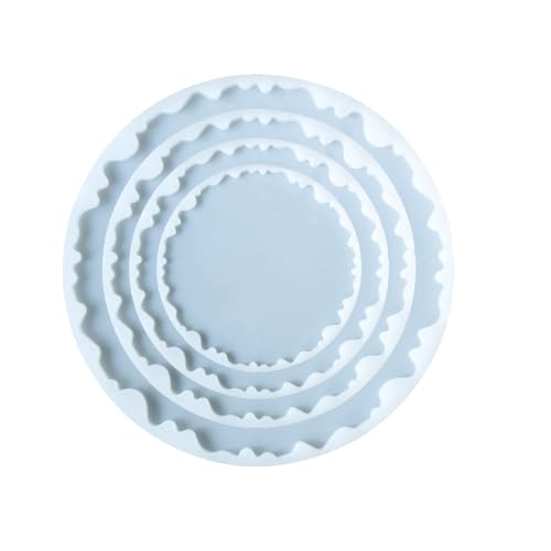 SNOOGG Combo Pack Round Tray Silicone Molds Set 6 8 10 12 Inch Uneven Geode Agate Epoxy Resin Casting Mold Heavy Duty for DIY Resin Art Tray Making Home Decor Craft Supplies - Image 3