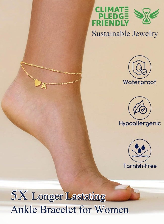Suplight 14K Gold Ankle Bracelets for Women Stainless Steel Layered Dainty Foot Chain Initial Anklet with Beaded Anklets for Women Beach Waterproof Letter K (with Gift Box) - Image 4