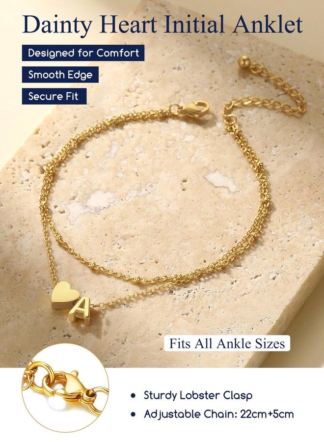 Suplight 14K Gold Ankle Bracelets for Women Stainless Steel Layered Dainty Foot Chain Initial Anklet with Beaded Anklets for Women Beach Waterproof Letter K (with Gift Box) - Image 5