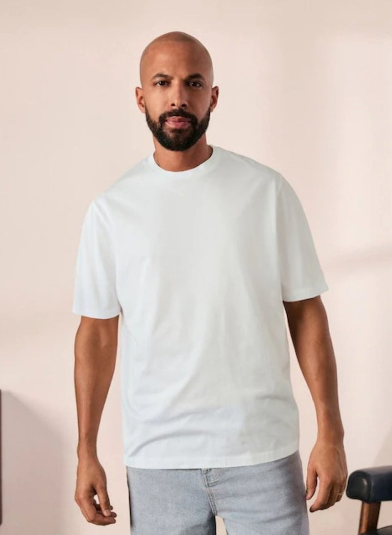 Huitich Cotton Short Sleeve T-Shirt White, Size M - Image 4