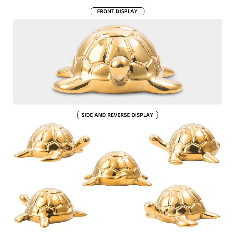 TQUPT Golden Turtle Statue  Ceramic Turtle Ornament for Home Decor - Gold Tabletop Decoration  Collectible Decor for Elderly  Turtle Sculpture for Bookshelf  Desk  Nightstand - Image 2