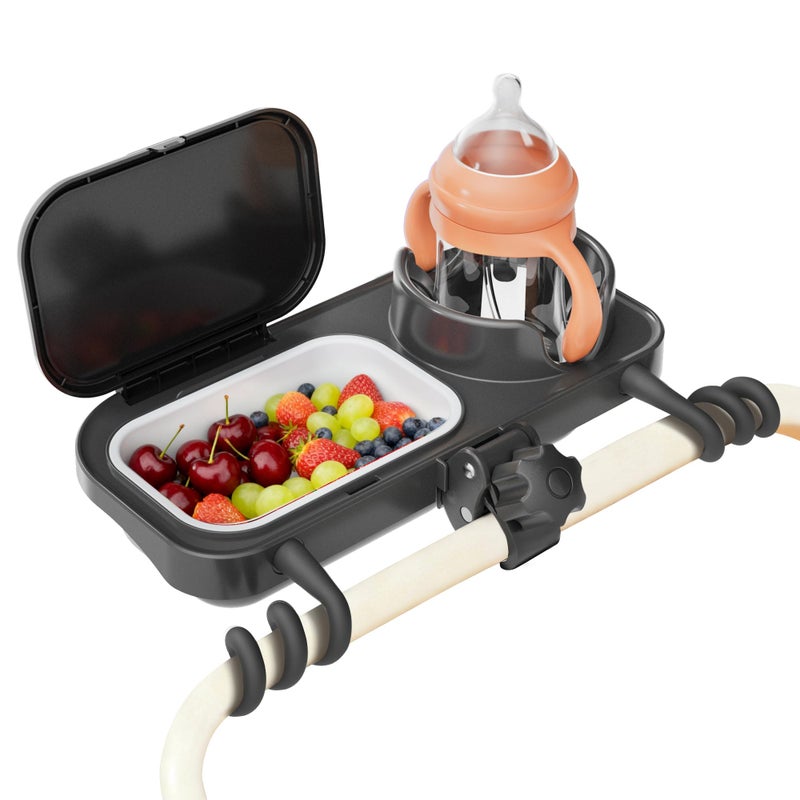KingKam Universal Stroller Snack Tray, Compatible with Nuna Uppababy Mockingbird, Stroller Snack Tray Attachment with Cup Holder, Detachable Silicone Tray for Easy Clean, Toddler Snacking On The Go - Image 1