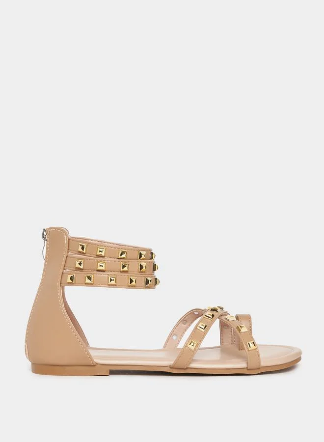 Styli Rhinestone Embellished Flat Sandals