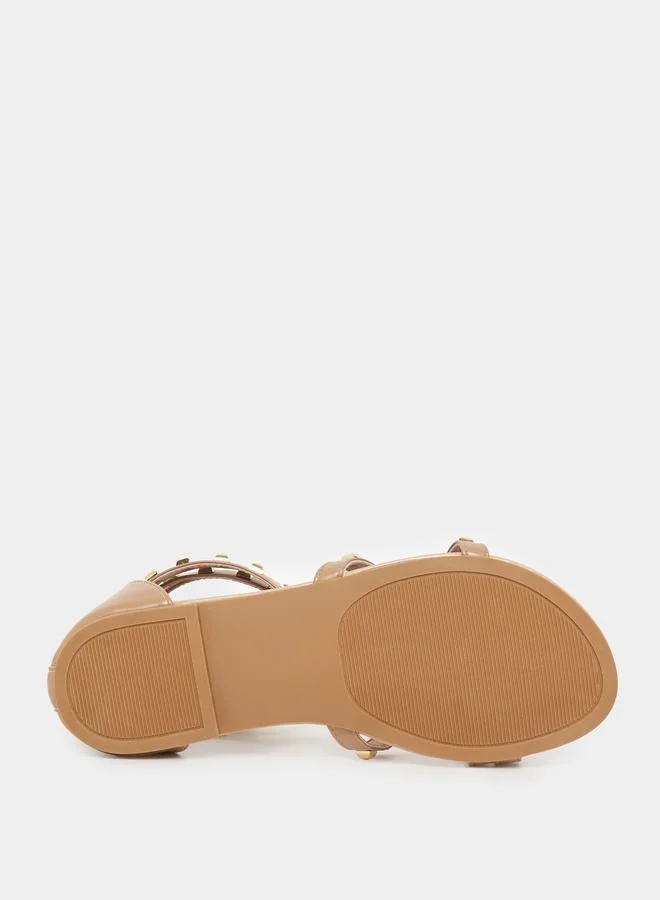 Styli Rhinestone Embellished Flat Sandals