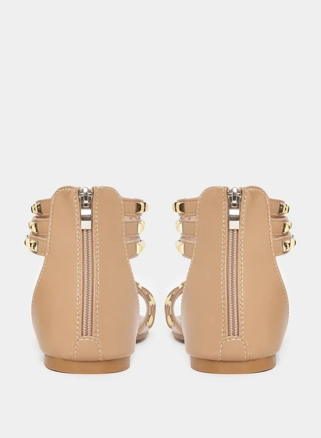 Styli Rhinestone Embellished Flat Sandals