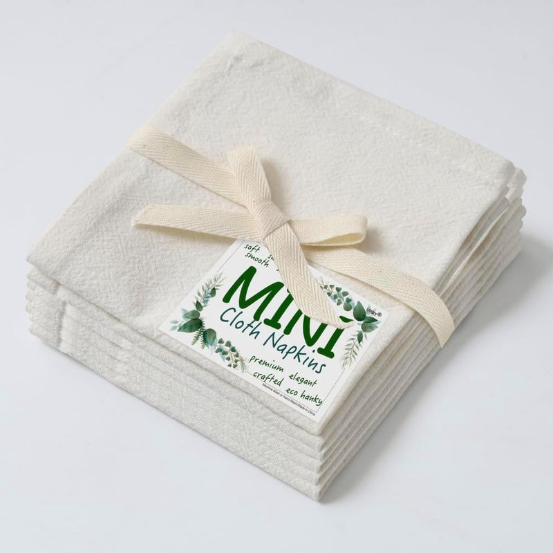 Urby Eco Hanky 10x10in Reusable LinenCotton Napkins Small Cloth Napkins Eco Friendly Ideal Use As Kids Napkins for Lunch Dinners Occasions Like WeddingsBirthdayCocktail Parties WH6pk - Image 1