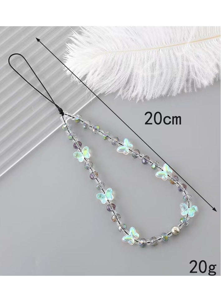 Sparkle Accessories Butterfly Beaded Phone Lanyard - Crystal and Metal Accessory with Sparkling Beads, Strap for Phones, Cameras, and Water Bottles, Perfect for Fashionable Daily Use and Travel 