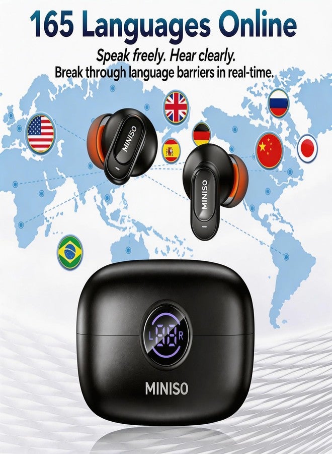 ميني سو سماعات أذن MINISO MS105 للترجمة في الوقت الحقيقي، 2026 سماعات رأس جديدة لمترجم اللغة AI 165، Audifonos Traductores Ingles Espaol، ترجمة سماعات الأذن لتعلم السفر - Image 2