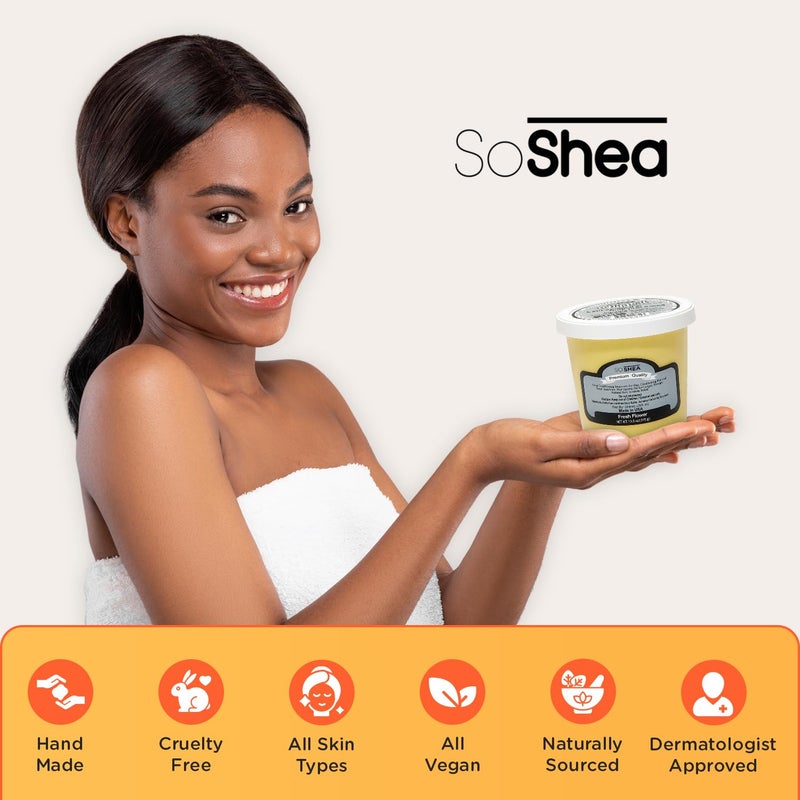 SoShea Whipped Shea Butter Fresh Flower - Nourishes, Moisturizes & Renews | 100% African Pure Shea Butter | Cold-Pressed & Cold-Processed | No Dyes & Parabens | Vegan | 11.50oz / 326g - Image 5