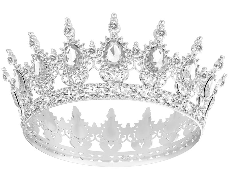 Papoopy Crown for Women, Queen Crown Tiara for Princess Party (Silver) - Image 1