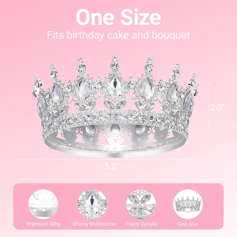 Papoopy Crown for Women, Queen Crown Tiara for Princess Party (Silver) - Image 2