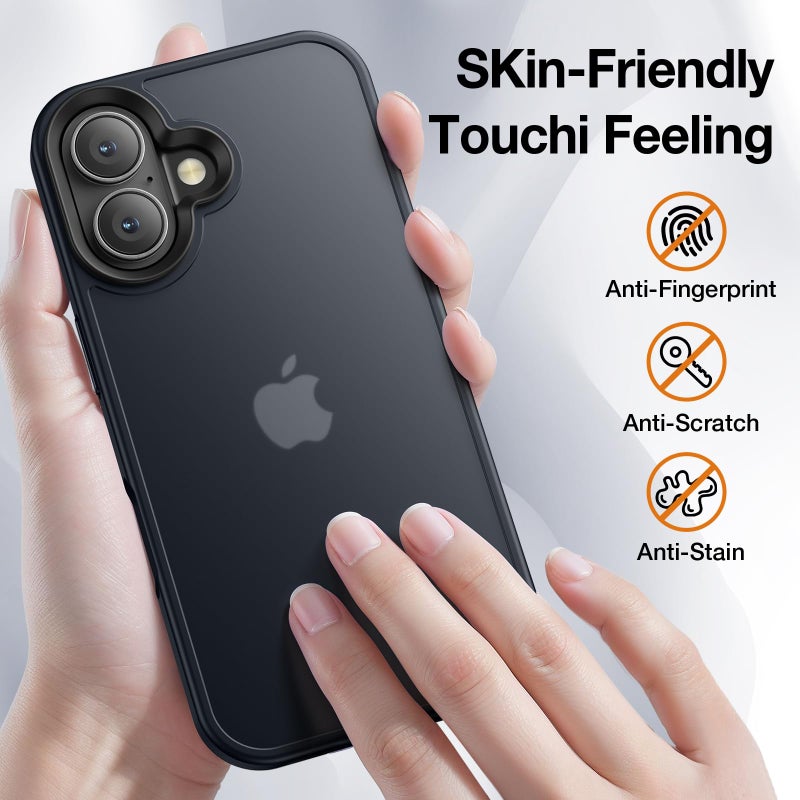 Yriklso for iPhone 16 Plus Phone Case, Shockproof for iPhone 16 Plus Case, Military Grade Drop Protection, Protective Hard Back Slim Translucent Case, Black - Image 4