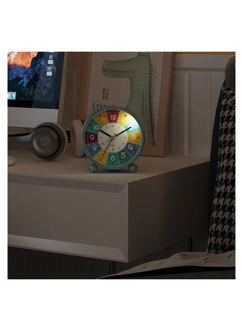 Y&D Children's Alarm Clock, Metal Digital Silent With Night Light, 3 Inch Cartoon Sleep Trainer Clock (Green)  - Image 2