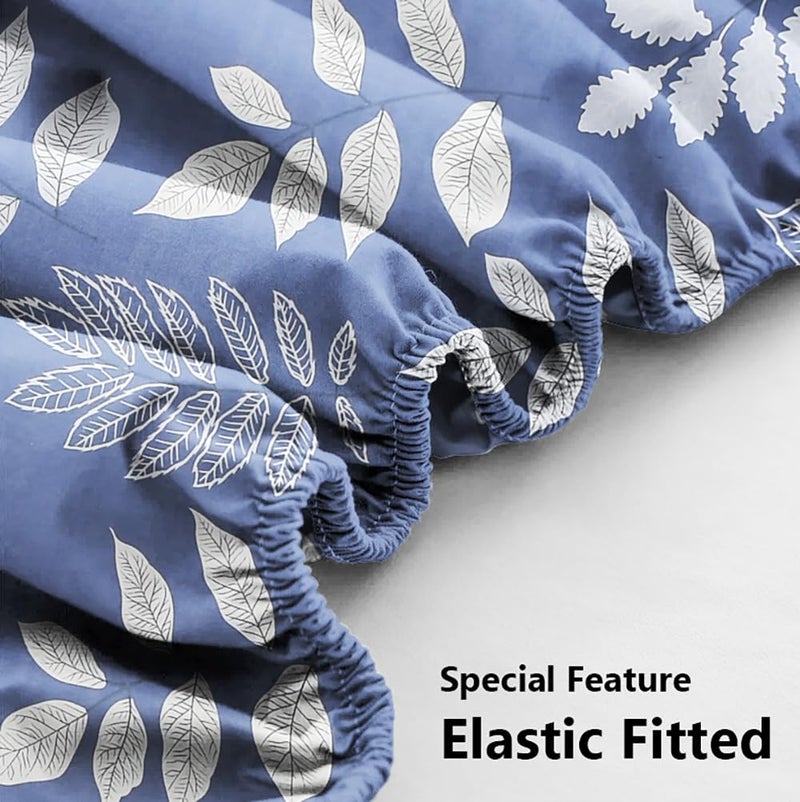BSB HOME Premium Cotton All Round Elastic Fitted Bedsheets with 2 Pillow Covers | Double Bed with Longlasting 180 TC Supersoft Wrinklefree | for 78x72+10 Mattress (Floral, Light Grey) - Image 3