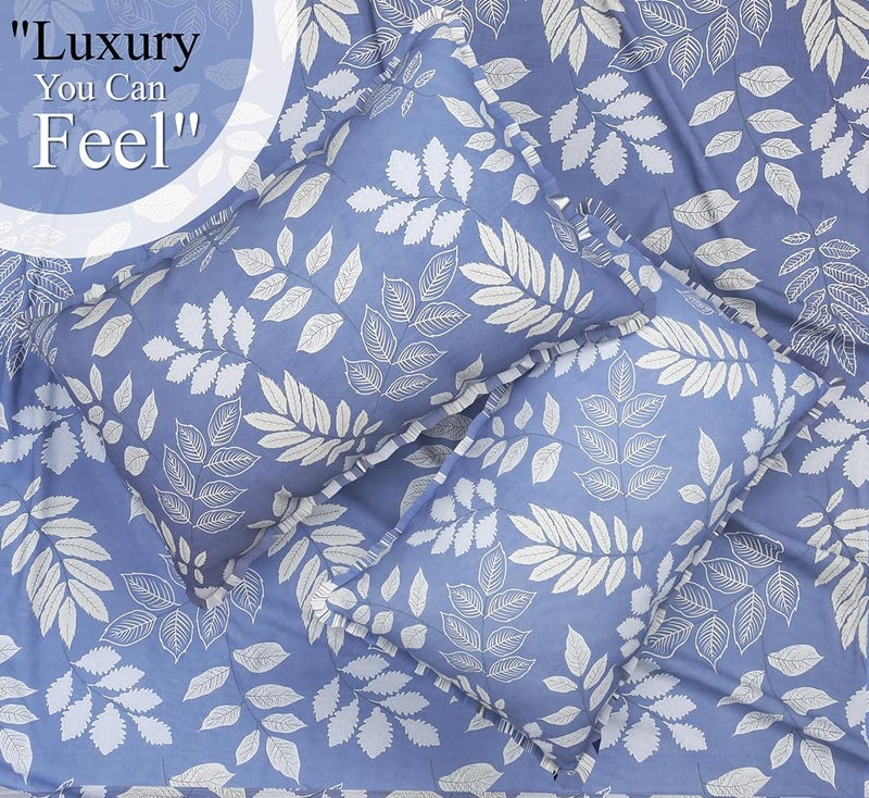 BSB HOME Premium Cotton All Round Elastic Fitted Bedsheets with 2 Pillow Covers | Double Bed with Longlasting 180 TC Supersoft Wrinklefree | for 78x72+10 Mattress (Floral, Light Grey) - Image 5